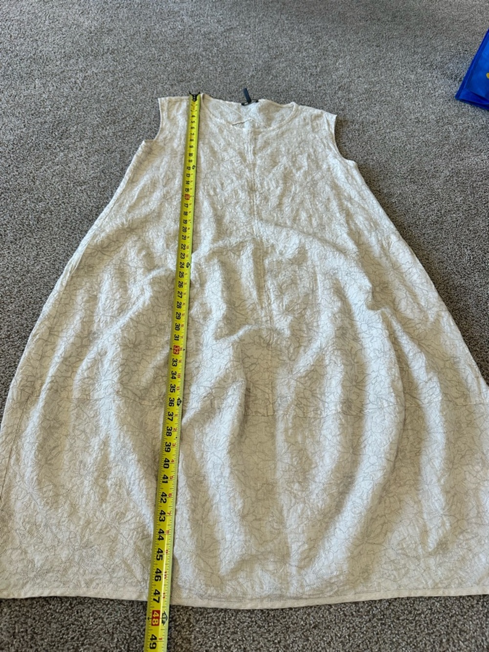 Oska Stitch Embroidered 100% Linen Sleeveless Midi Dress Size 1 (6-8) Neutral - Picture 8 of 14